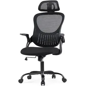 Office Computer Desk Chair, Ergonomic High-Back Mesh Rolling Work Chairs with Wheels and Adjustable Headrests, Comfortable Lumbar Support