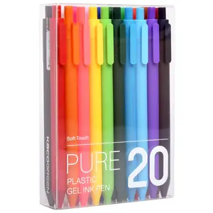 PURE Colored Gel Pens 0.5mm 20 Pieces Set Colorful Multi-color Ink Fine Point Comfort Grip Quick Drying School Office Supplies Stationery