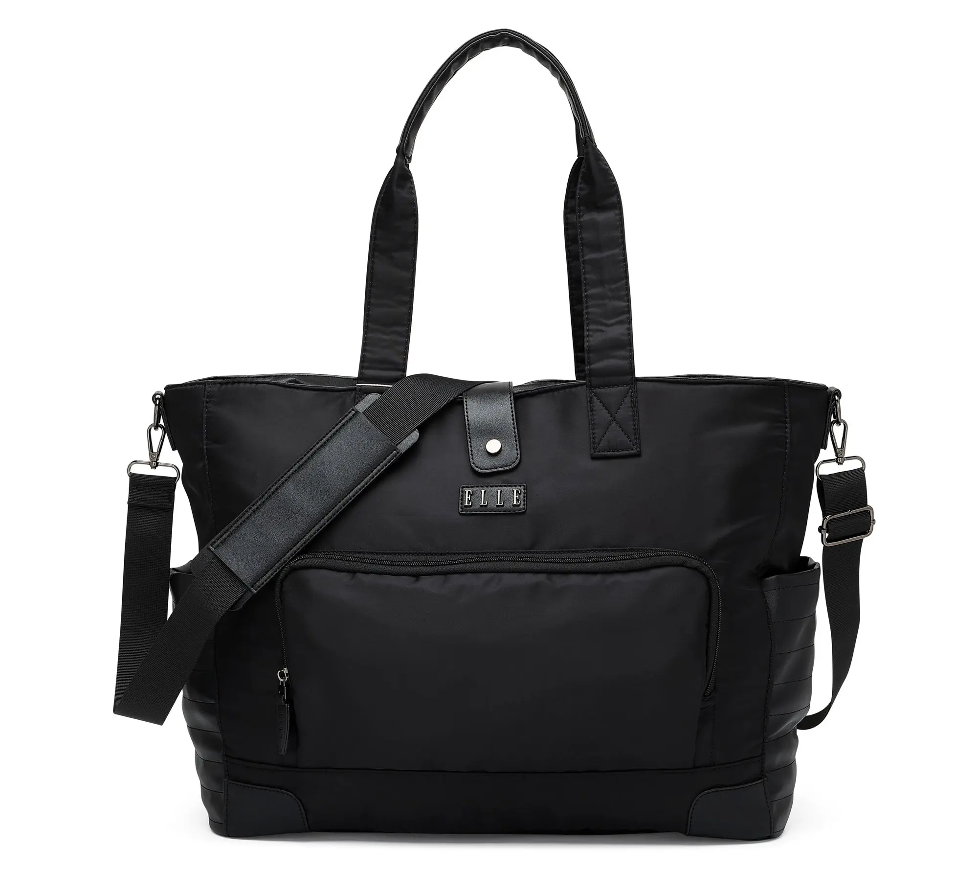 ELLE Voyage Twill and Vegan Leather Weekender Tote Bag