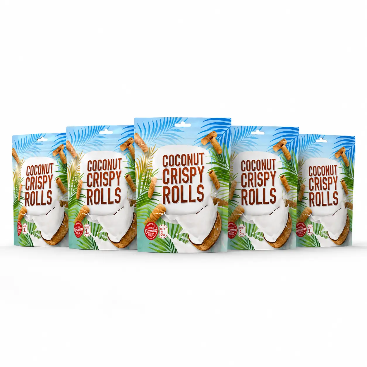 5 for 5 BUNDLE | Coconut Milk Crispy Rolls - Tapioca, Simple Ingredients, Tropical Snack, Wheat Flour- 3 Servings