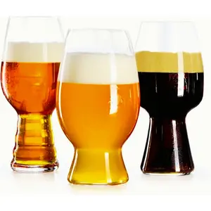 Set of3 Craft Beer Glasses - Crystal Drinking Glasses | Tulip Shape for Beer Tasting |Premium Quality Glassware Kit and Accessories for Beer Lovers