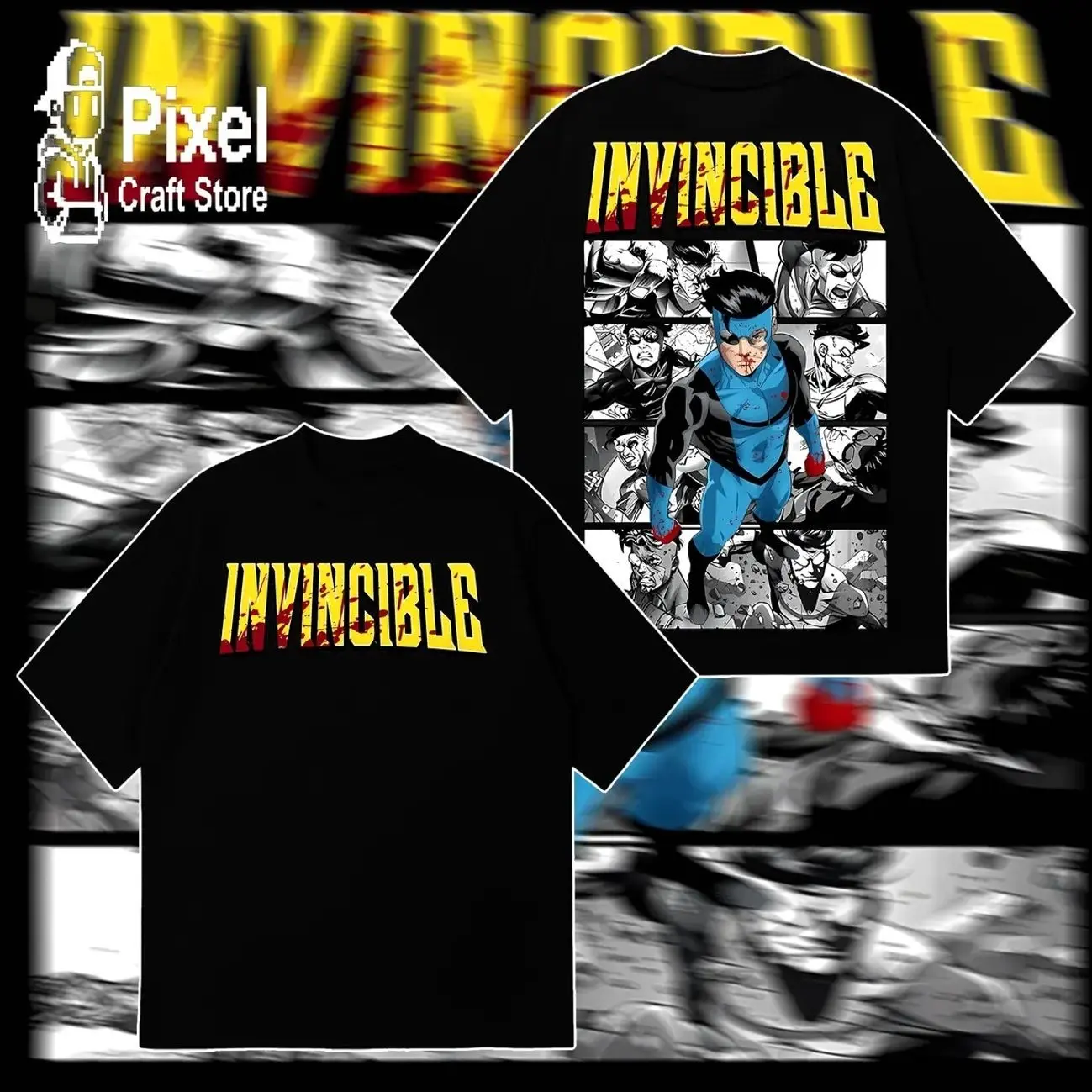 Limited Edition Emperor Mark Grayson Invincible War Comic Double Printed Oversize Lightweight Tee TV Series Graphic Tee T-Shirt VK9