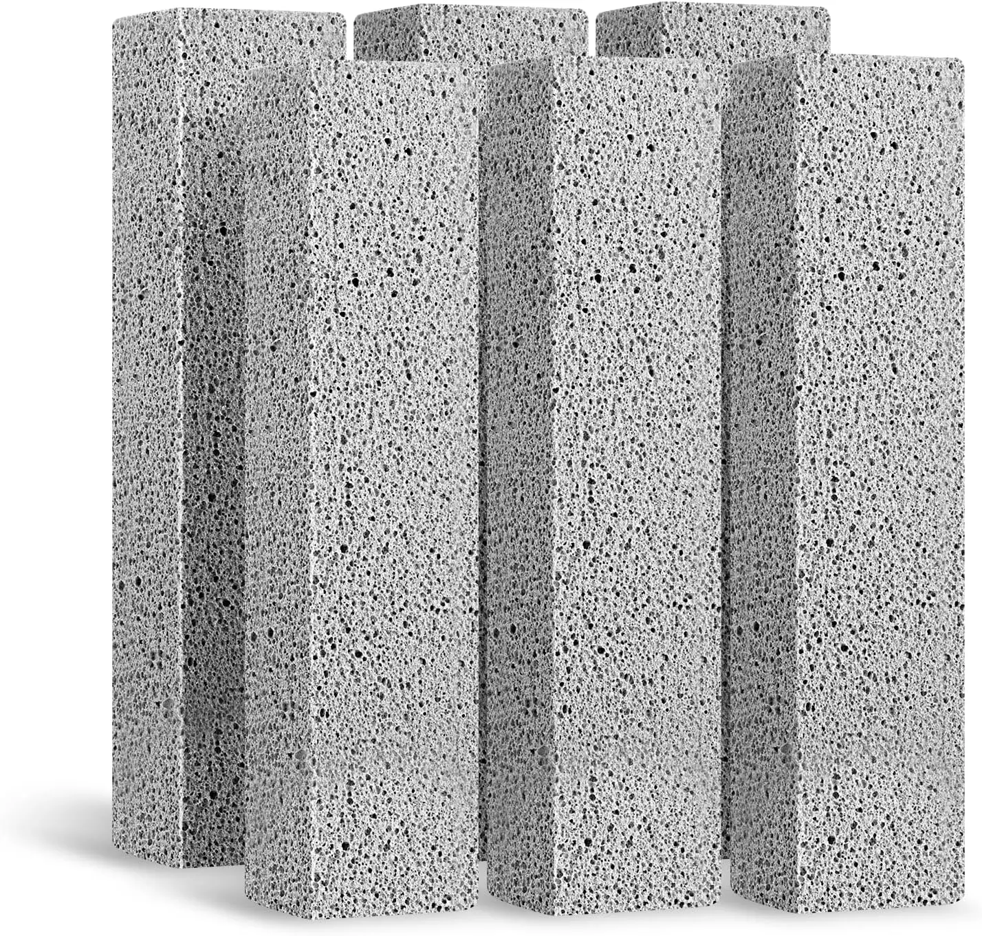 6-Pack Pumice Ceramic Cleaning Stones - Surface Safe Home Tool for Bathroom, Kitchen, Removes Hard Water Rings, Calcium Buildup from Glass, Metal Toilets, Bathtubs, Barbecue Grills, Pumice Stone