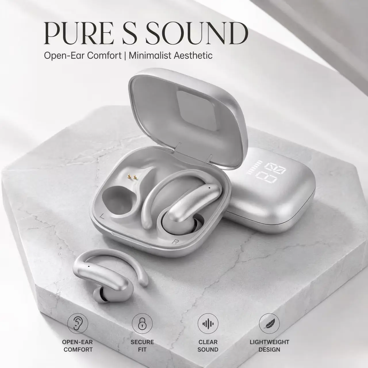 TWS True Wireless Earbuds - Portable In-Ear Earbud Headset with USB C Charging, Stable Connection, High-Quality Sound, Water Resistance, ABS+PC Build for Work, Workouts