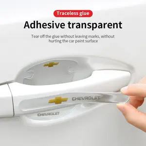 4/8pcs Car Door Handle Bowl Scratch Protective Transparent Stickers, Silicon Rearview Mirror Anti-collision Protection Strip, Sticker For Cars For Chevrolet Captiva Cruze Spark Colorado Malibu Trax Equinox Camaro