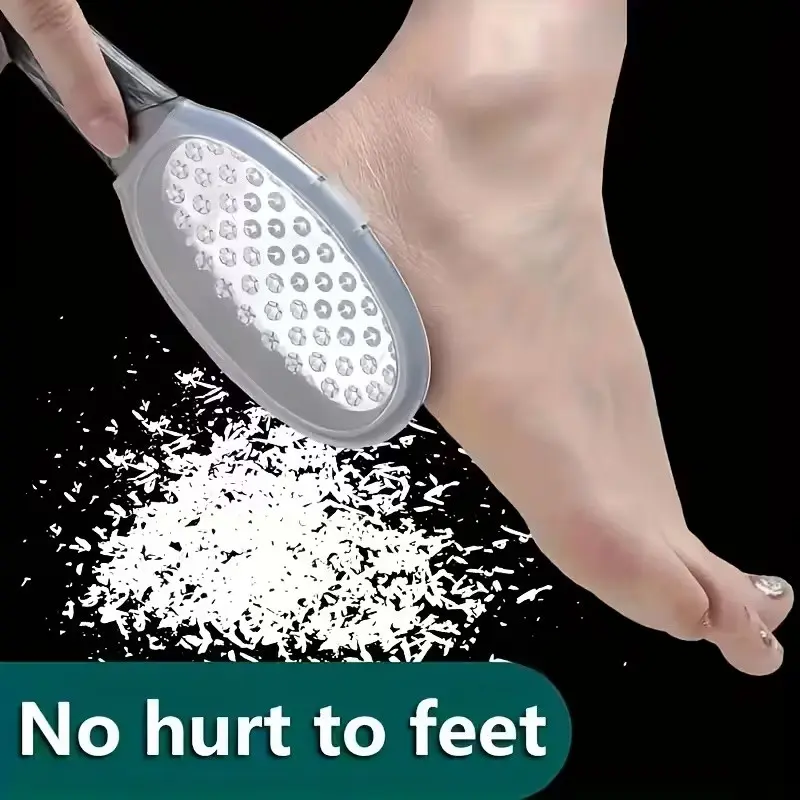 Professional Stainless Steel Foot File Callus Remover with Handle and Splash Guard, Durable Structure, Replaceable Coarse/fine Heads, Pedicure Tool, Smooth Pedicure Wand