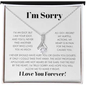 Im Sorry Gifts For Her I Love You Gifts For Her I Miss You Apology Gifts For Her Necklace Women Jewelry Necklace Apology Card Im Sorry Card Woman Necklace with Message Card