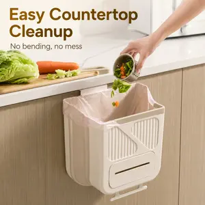 Foldable Kitchen Trash Can – 1 Count Hanging Garbage Bin, Space-Saving Kitchen Accessory, Wall-Mounted Waste Storage for Kitchen, Bathroom, RV & Camping Tilt Out Cabinet