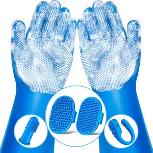 6PCS Pet Grooming Kit for Dogs, Cats and Horses | Dog Washing Gloves | Cleanroom Gloves | Dog Bath Brush | Dog Bath Gloves | Dog Shampoo Brush | Dog Bath Supplies
