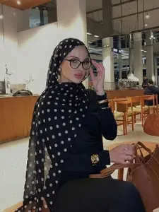 Women's Bali Silk Polka Dot Long Scarf Shawl New Headscarf Hijab Colors, Stylish Wrap for Fashion Accessories