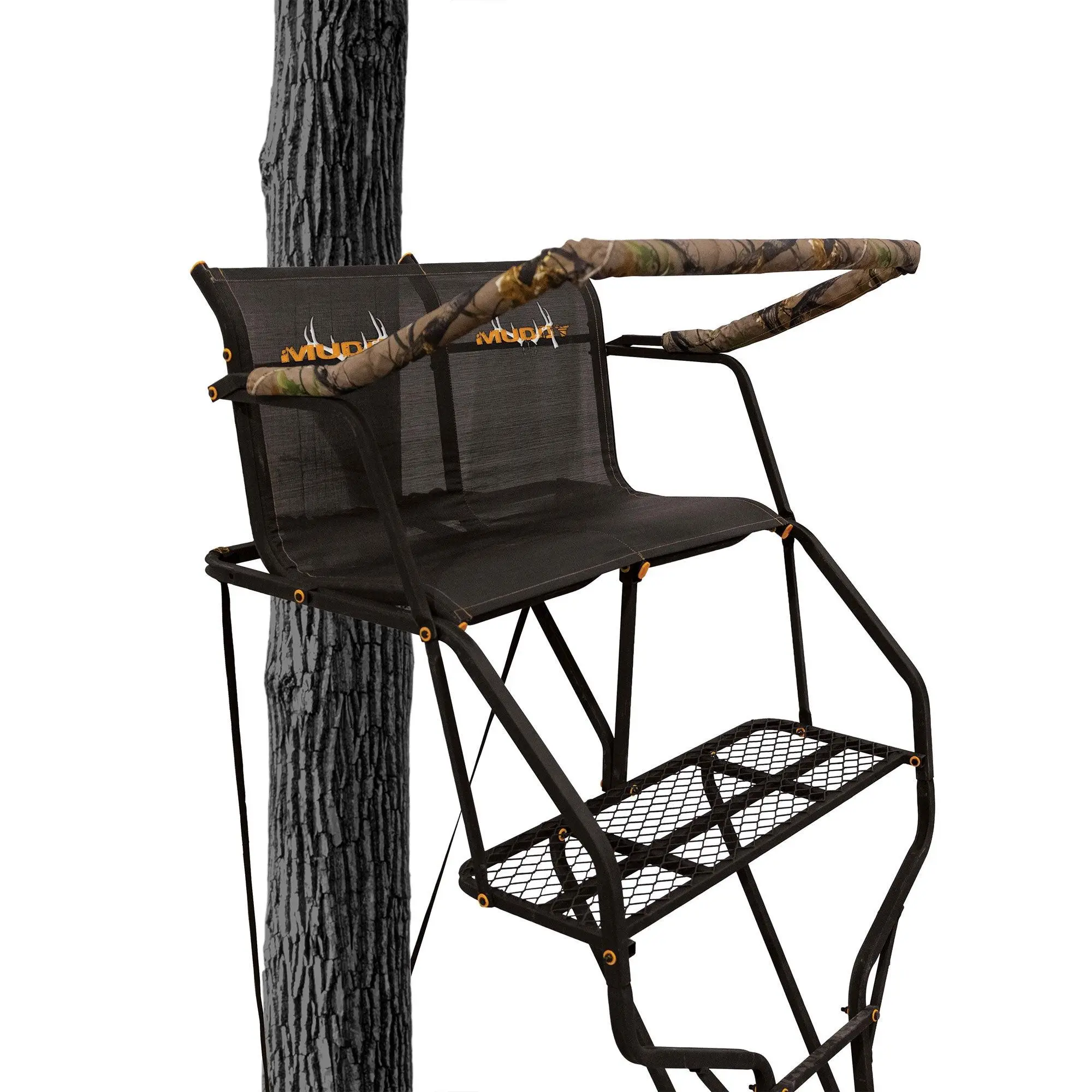 Muddy Double Droptine Deer Hunting Ladderstand, 2 Person Climbing Tree Stand Muddy Double Droptine Deer Hunting Ladderstand, 2 Person Climbing Tree Stand