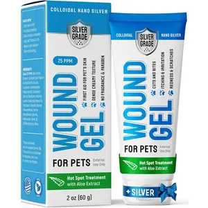Wound Gel Tube for Pets Dog Wound Care with Silver & Aloe For Cat Dog Hot Spot Scratches Cuts Bites Care Helps with Abrasions & Sores for Horses 2 Oz