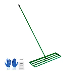 VEVOR Lawn Leveling Rake, 48"x10" Level Lawn Tool, Heavy-duty Lawn Leveler with 78" Steel Extended Handle, Yard Leveling Rake Suit for Garden, Golf Lawn, Farm