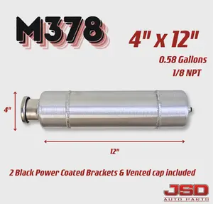 M378 JSD Aluminum Spun Fuel Tank 4x12 Vertical Fill .58 Gallon 1/8'' NPT