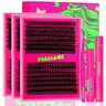 PURELEOR Clusters Lashes Kit, Fluffy 50D-150D D-Curl Individual Thick Lashes (10-16mm) with Waterproof Bond, Seal, Glue Remover & Applicator for Natural Look, Easy Apply, Reusable DIY Extensions, Lash Cluster, Eyelash Clusters