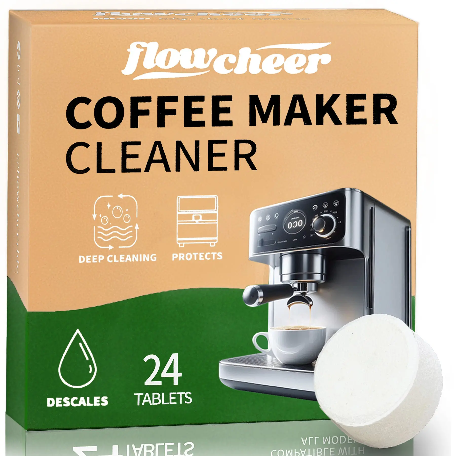 Flowcheer Coffee Machine Cleaner & Descaler Tablets