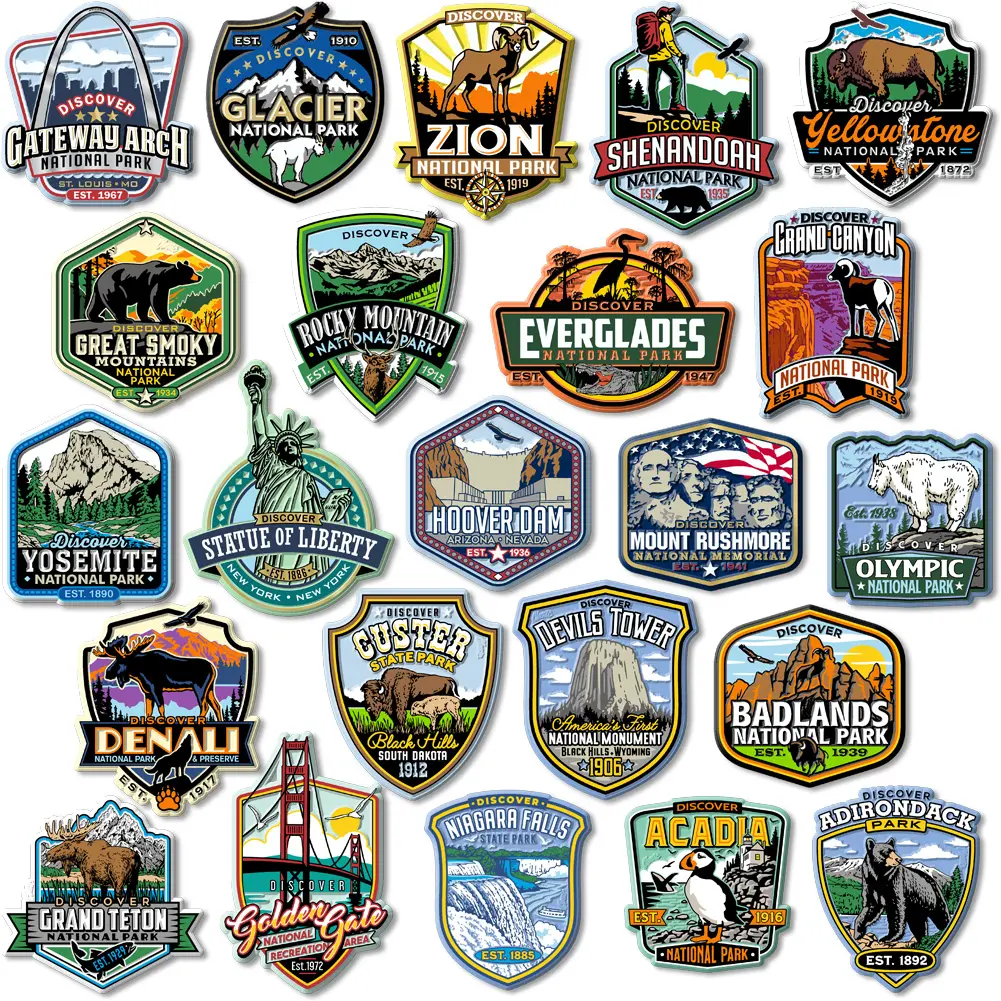 U.S. National Parks Magnet Set by Classic Magnets, 23-Piece Set