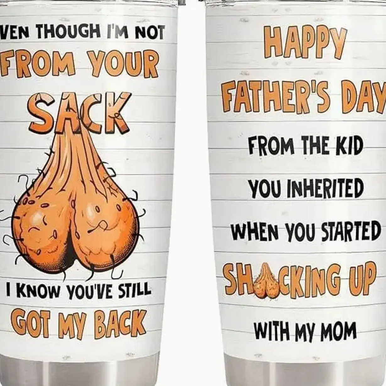 20 oz Stainless Steel Insulated Airtight Water Bottle Set - Funny Dad Gift Tumbler with Lid, Bonus Drink Mug from Step Kids, Unique Father's Day Gift, Insulation
