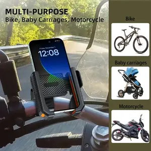 Bike/Motorcycle/Gym Phone Extend Holder Quad Lock,360° Rotatable Secure Anti-shake Outdoor Riding Navigation Cellphone Stand