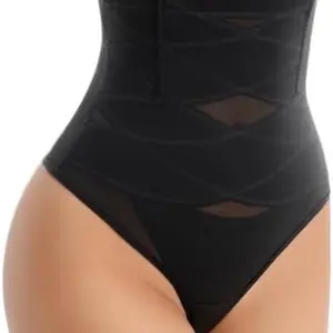 SIMIYA Thong Shapewear Tummy Control for Women High Waist Stay-Put Body Shaper Underwear Panties Girdle Targeted Compression, Medium