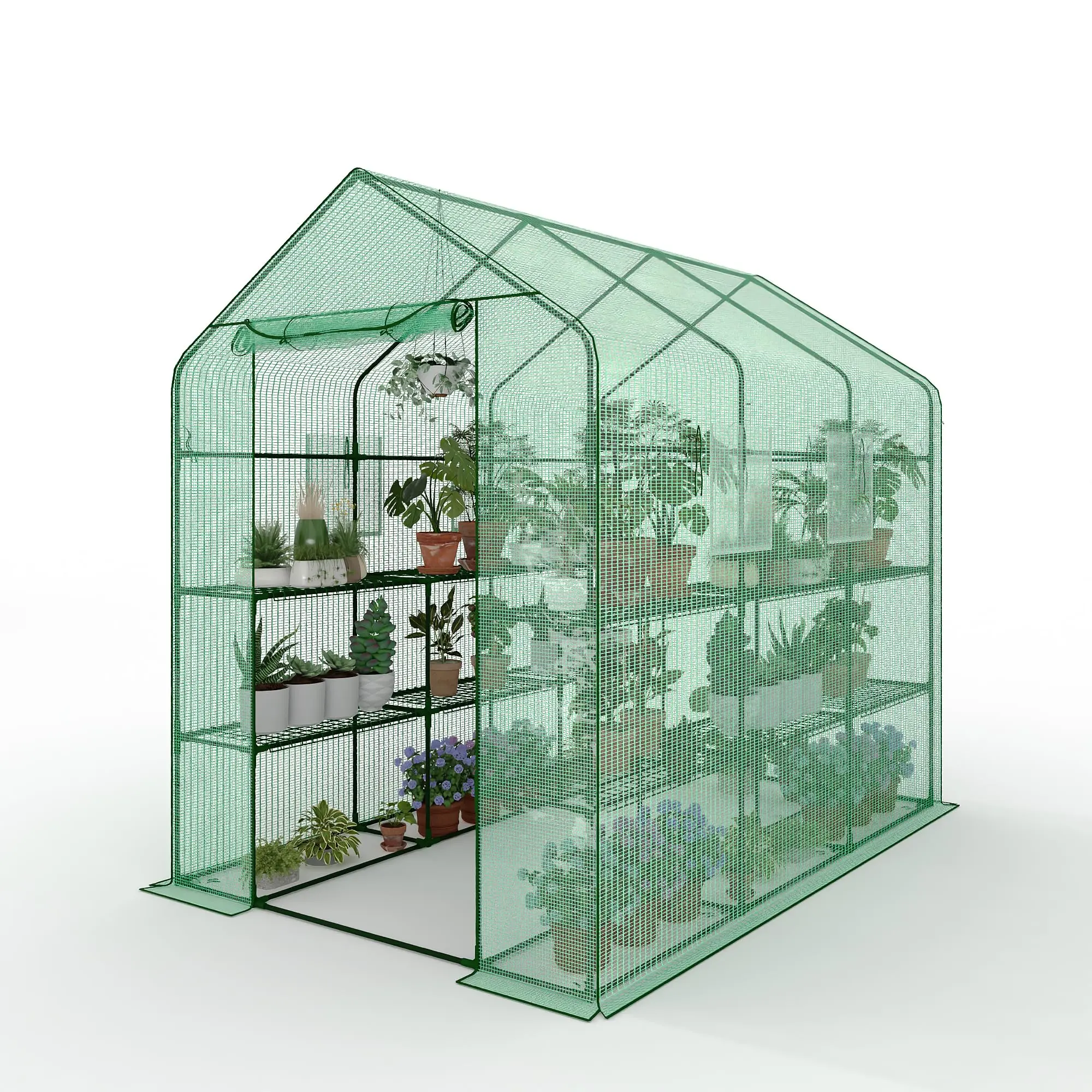 Greenhouse for Outdoor Gardening, 85"x56"x77" Heavy Duty Walk-in, 6 Shelves, UV-Resistant Weatherproof Plant Tent, Mesh Vent Windows, Easy Assembly