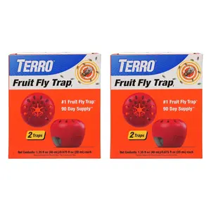 Terro Fruit Fly Traps for Indoors (4 Pack) + 180 Days of Lure Supply Catcher