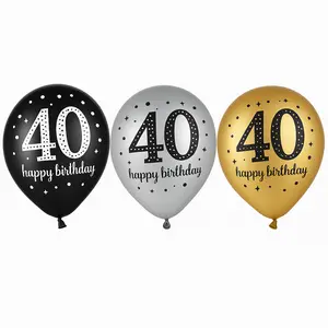 Sparkling 40th Birthday Latex Balloons Set