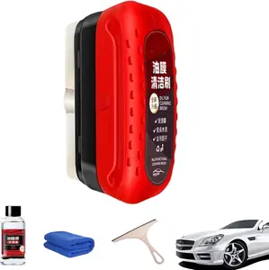 Oil Film Cleaning Brush, 2024 New Glass Cleaner Automotive Glass Oil Film Remover for Car, All in One Wipe On Oil Film Remover, Hydrophobic Glass Coating for Windshield (1 PCS)