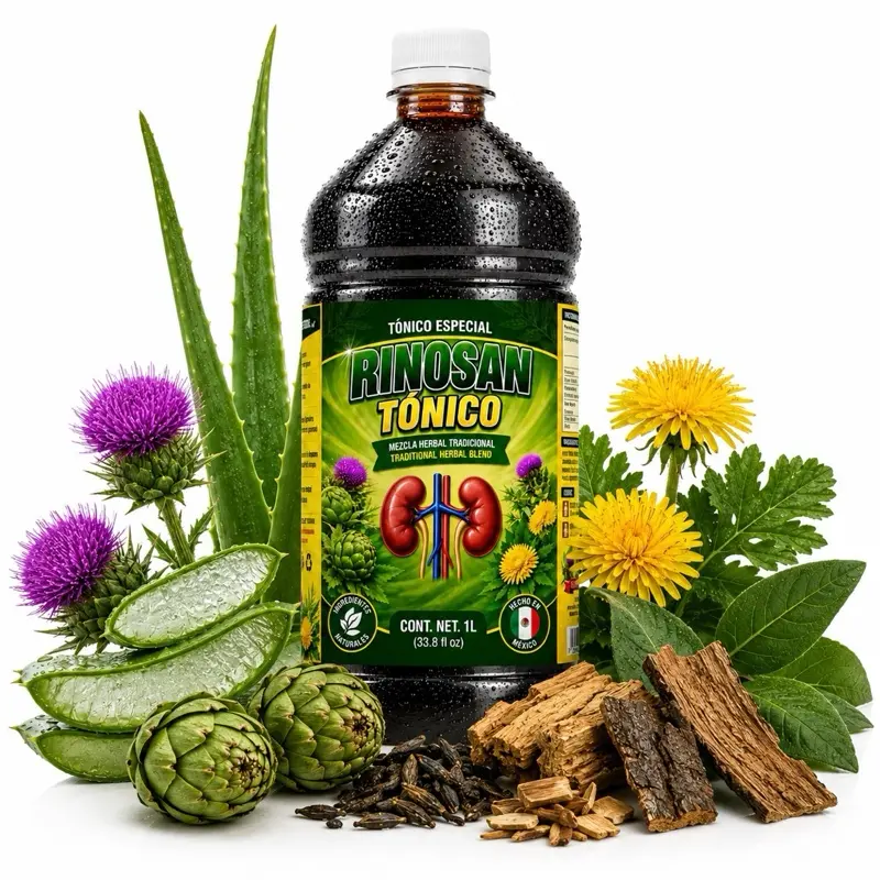Rinon Tónico Herbal 1 Litro (33.8 fl oz) Kidney Wellness Tonic  Herbal Blend con Axocopaque, Chaya, Cola de Caballo, Jamaica, Milk Thistle Palo Azul & More – Mezcla Herbal Tradicional –  Jugo de Maguey Extract Traditional Reforzado Supplement Hidago Graso