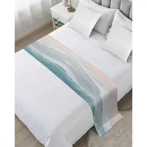 Summer Beach Bed Runners for King Size Bed, Ocean Coastal Bed Throws for Foot of Bed, Seaside Nautical Bed Runner