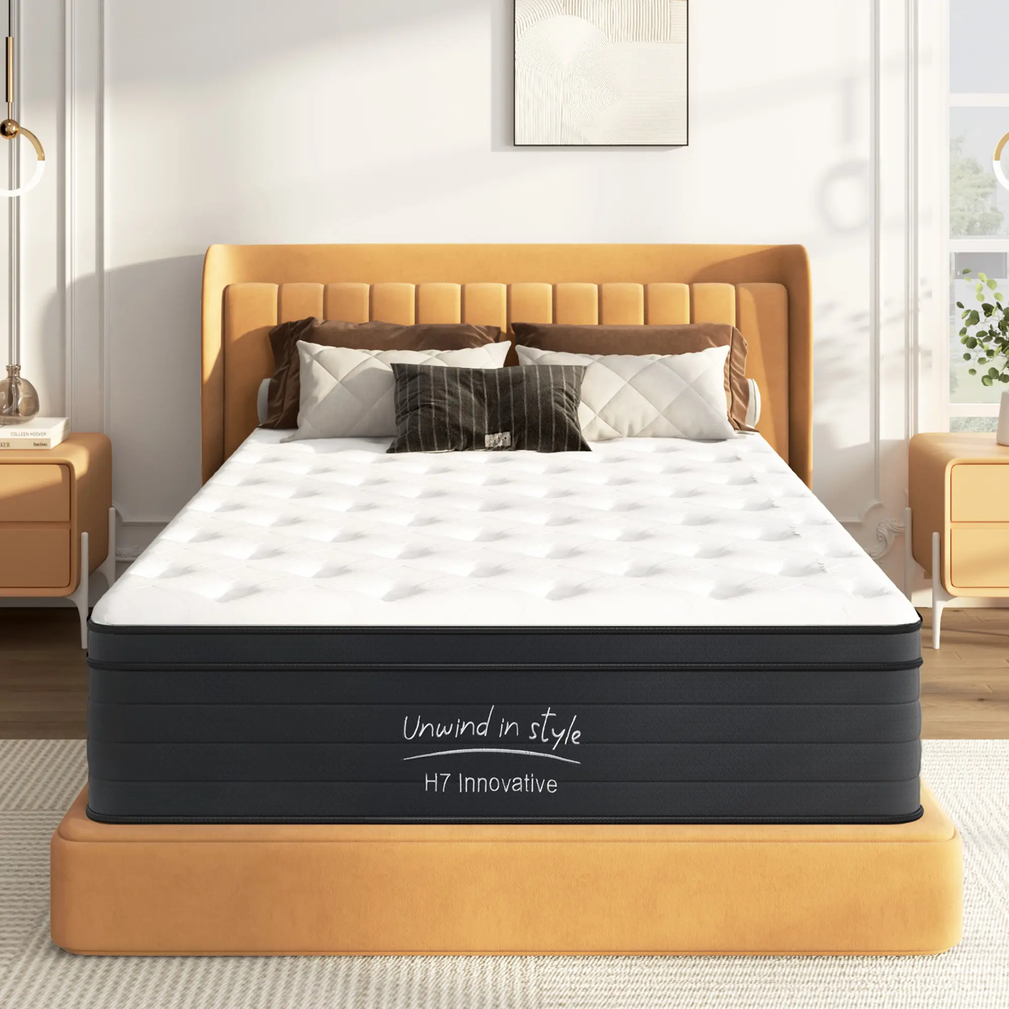 Twin/Full/Queen/King Size Mattress, 10/12 inch Hybrid Mattress in a Box with Memory Foam and Pocket Spring, Ergonomic Design & Pressure Relief, Medium Firm Feel, Individually Pocketed Innerspring, Medium Firm