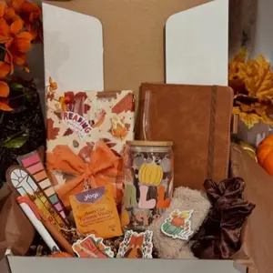 Blind Date with a Book Boo Basket - Fall Self Care Gift Box with Mug, Socks, Candle, Tea, Hot Cocoa, & More for Relaxation and Comfort