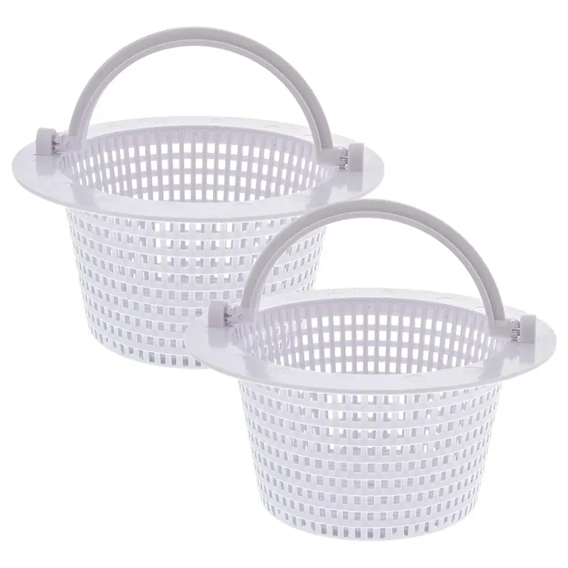 2-Pack Sturdy PP Above Ground Pool Skimmer Replacement Baskets with Built-in Handle, Standard Size Thru-Wall Baskets for Pool Maintenance, Captures Debris, Skimmer Basket