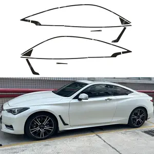 Glossy Black Chrome Delete Window Trims sticker For Infiniti Q60 2017-2020