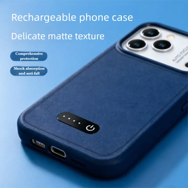 Iphone 17Pro Max mobile phone case,3000 mAh mobile phone power bank,Wireless rechargeable mobile phone case easy to carry charging treasure