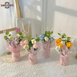 LuneMart Handcrafted Crochet Flower Bouquet - 1 Set with Gift Box, Vibrant Colors for Birthday Gifts, Wedding Decor, Fashion & Wedding Accessories Boutonnieres, Decoration