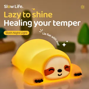 Sloth Silicone Night Light, 3-Level Dimmable TapContro!Lamp, Soft Glow Bedside Light, 4-8H Long-LastingAmbient Light, USB Rechargeable Night Lamp forBedroom,Living Room -Perfect as Birthday Gifts, wedding&Graduation Presents & Christmas Gifts
