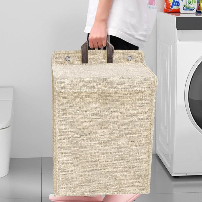 Wall-Mounted Laundry Hamper - FOLDABLE & HANGING with LID! Large Capacity, Collapsible Clothes Basket for Space-Saving Storage (Bathroom, Dorm, Closet)