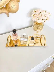 Acrylic Vanity Tray with Gold Handles