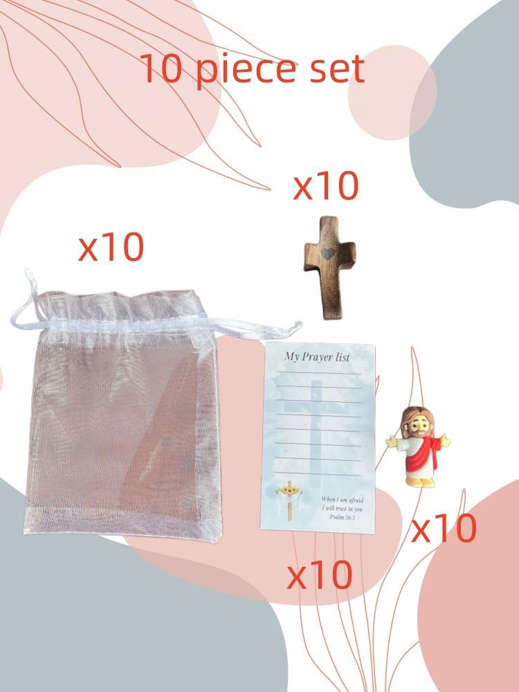 20 Pack Mini Jesus Figurine with Cross, Inspirational Prayer Card “My Lord, My God, My Savior” – Perfect Christian Easter Gifts & Religious Souvenirs for Bulk Gifting