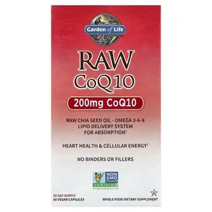 Garden of Life RAW CoQ10, 60 Vegan Capsules
