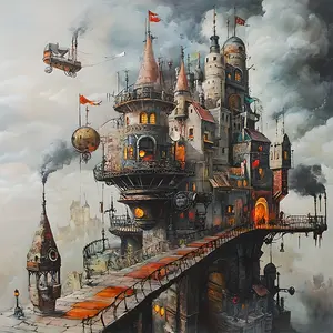 Micro 1000pcs Puzzle Mini Size Puzzle Mechanical Castle 1000pcs Gear-Driven Paper Jigsaw Puzzle for Steampunk Fans& Puzzle Collectors- Industrial Office Wall Art& Birthday Gift, 14.96x14.96inch