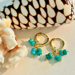 Sleeping Beauty Turquoise Cluster Huggie Earrings