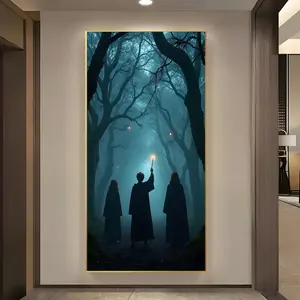 Magic Forest Door Banner, Reusable PU Fabric Wall Hanging, Easy Installation with Copper Clips, Perfect for Home Decor & Parties, Party Decoration Supplies