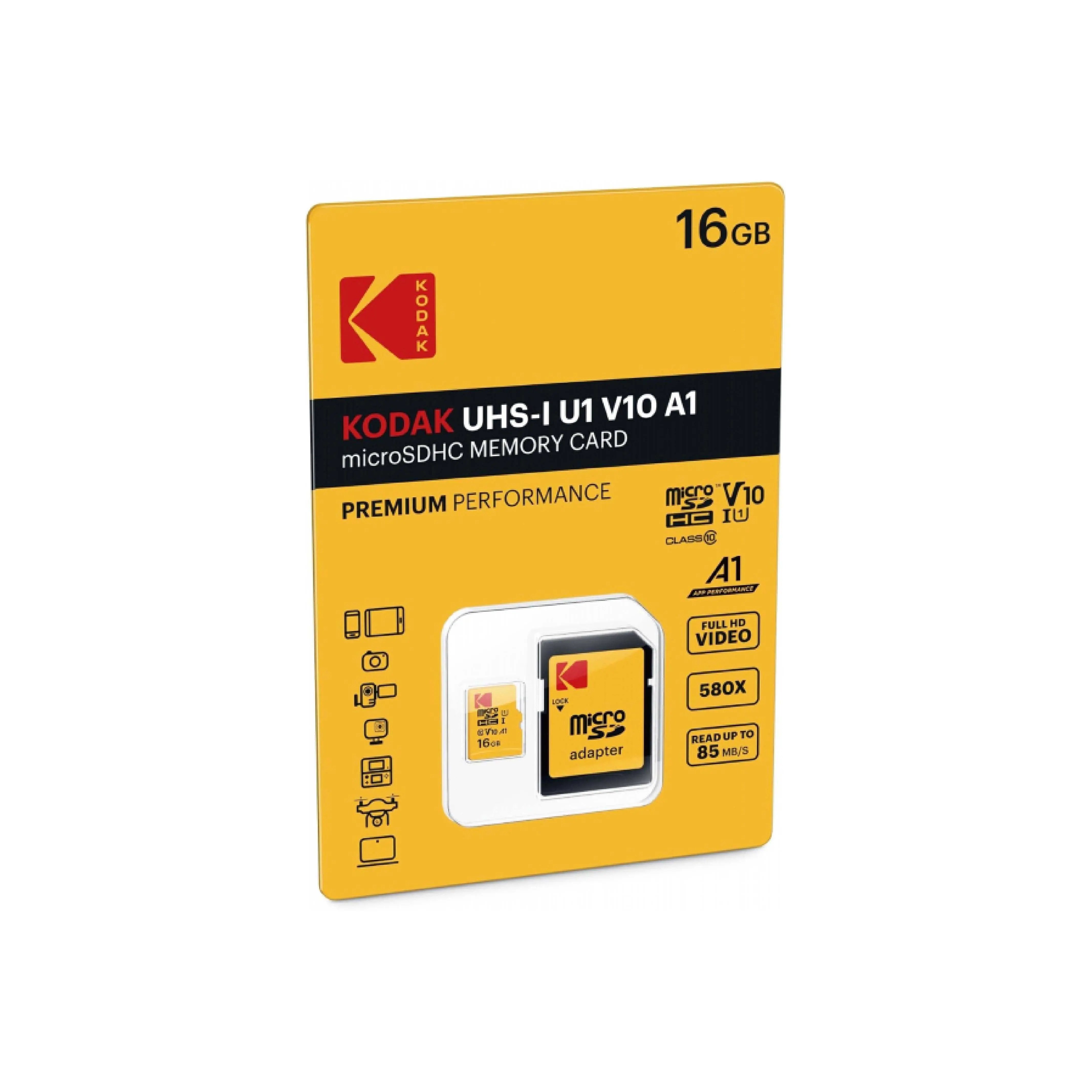 Kodak 16GB Class 10 UHS-I U1 microSDHC Card with Adapter