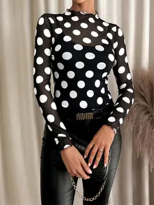 Women's Semi-Sheer Mesh Long Sleeve T-Shirt, Casual Chic Summer Top for Daily Wear, Perfect for Spring and Autumn, Fit