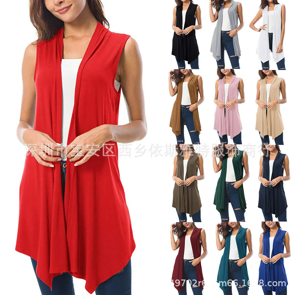 Women's Sleeveless Cardigan Summer Open Front Vest Lightweight Cool Coat