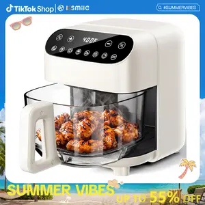 Kismile 5 Quart Air Fryer, 8 Preset Modes, Cook Whole Chicken/Wings/Fries/Steak, Visible Fry Bowl for Best Cooking Results, Non-Toxic High Borosilicate Glass Basket, Dishwasher Safe PFSA Free,