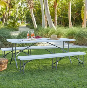 6'L Fold-in-Half Resin Bench, indoor & outdoor chair - White