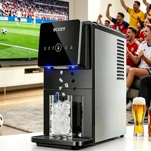 <Cheers to Every Goal!>ecozy Nugget Ice Maker Dispenser Self-Cleaning & Ultra-Quiet, 40lbs/24H, 10Mins Quick Ice Makeup 40lbs Sonic Storage Touchless Ice Dispenser for Kitchen Office Bar Party summerwins